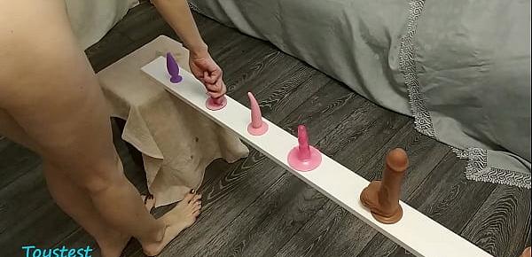  Young babe Testing Plugs, Double dildos and has great orgasm